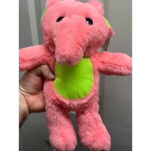 NWT Pink Elephant 10" World Plush Pink & Green Stuffed Animal Green Feet & Ears